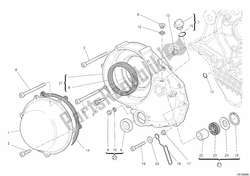 Todas as partes de Tampa Da Embreagem, Externa do Ducati Superbike 1198 R USA 2010